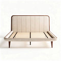 Upholstered bed frame with wooden legs and slatted base 200 x 160 x 100cm