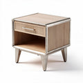 Metal and wood nightstand with open shelf and drawer 45 x 40 x 50cm