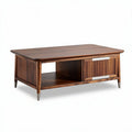 Wooden coffee table with storage compartment and tapered legs 120 x 60 x 45cm