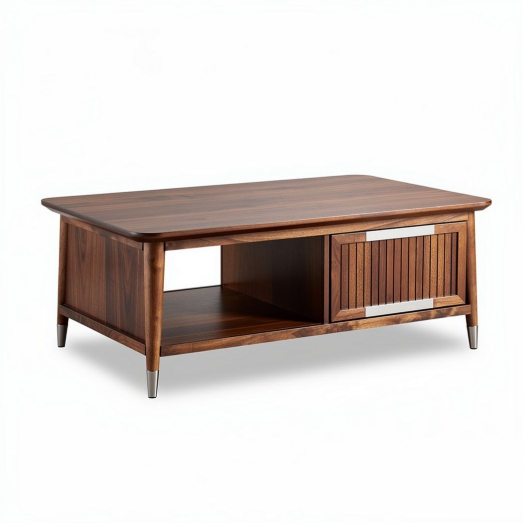 Wooden coffee table with storage compartment and tapered legs 120 x 60 x 45cm