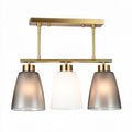 Three-light modern chandelier in frosted glass and brass finish 30 x 80 x 15cm