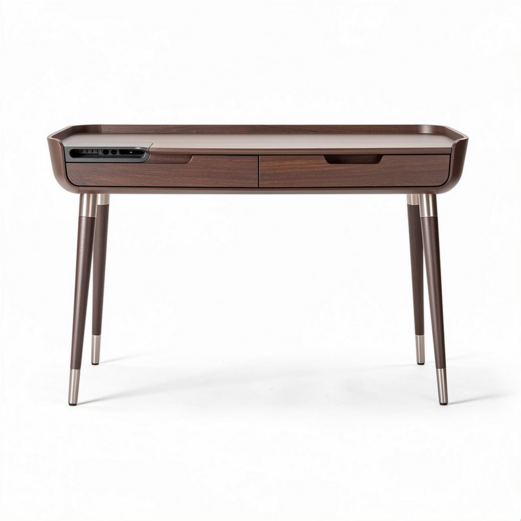 Wooden writing desk with drawer and electronic ports 120 x 60 x 75cm