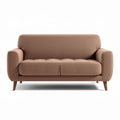 Two-seat sofa with fabric upholstery in brown color and wooden legs 160 x 80 x 80cm