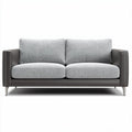 Gray fabric sofa with leather accents and metal legs 180 x 85 x 75cm