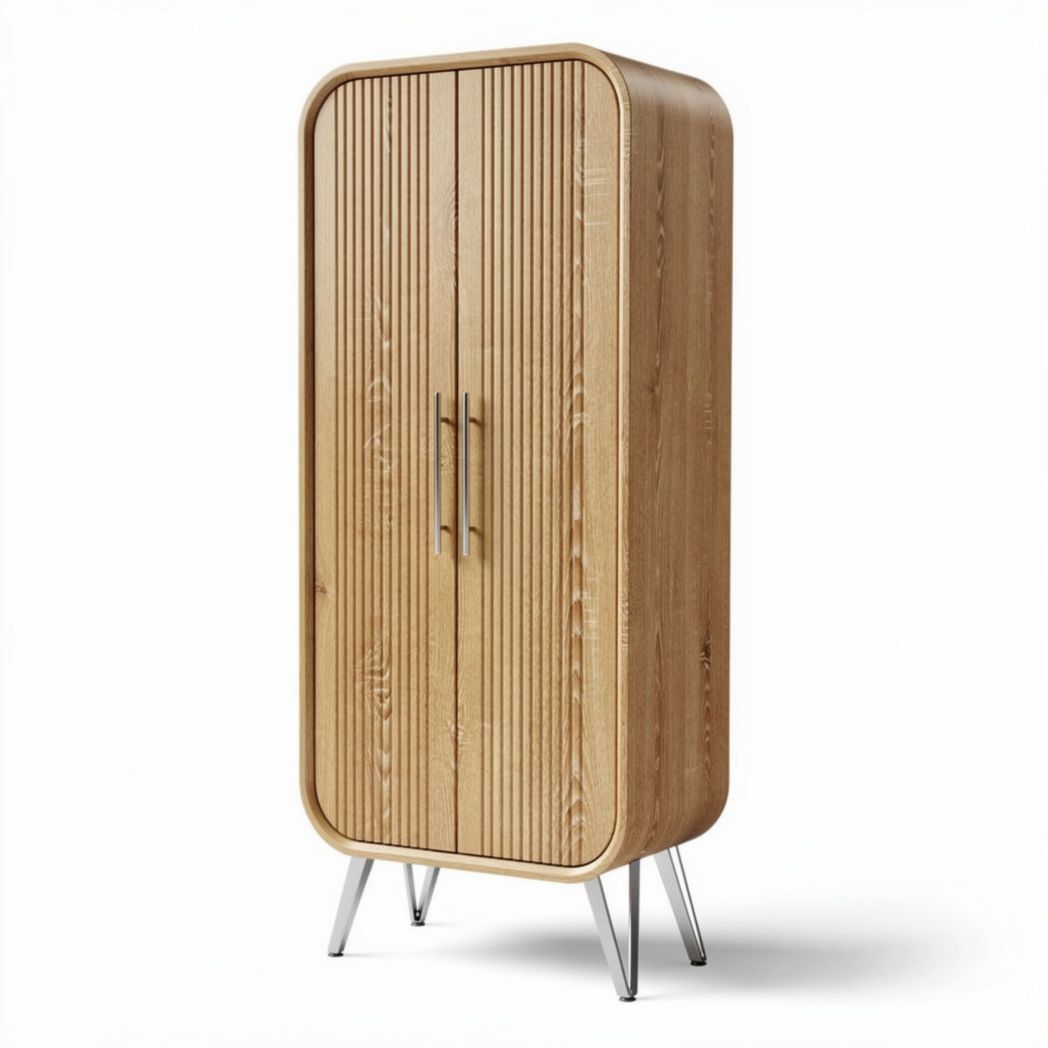 Wooden storage cabinet with sleek design and metal legs 80 x 40 x 180cm