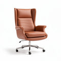 Leather executive office chair with adjustable height and chrome base